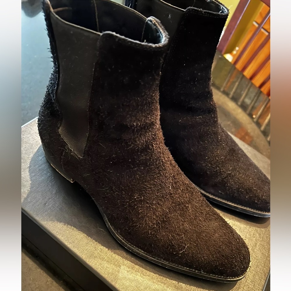 Saint Laurent Paris Wyatt Black Suede Size 41.5/8.5M - Picture 14 of 16